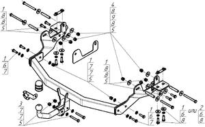 Фаркоп для Hyundai H1 (2008-2018) Motodor 90912-A Фаркоп для Hyundai H1 (2008-2018) Motodor 90912-A